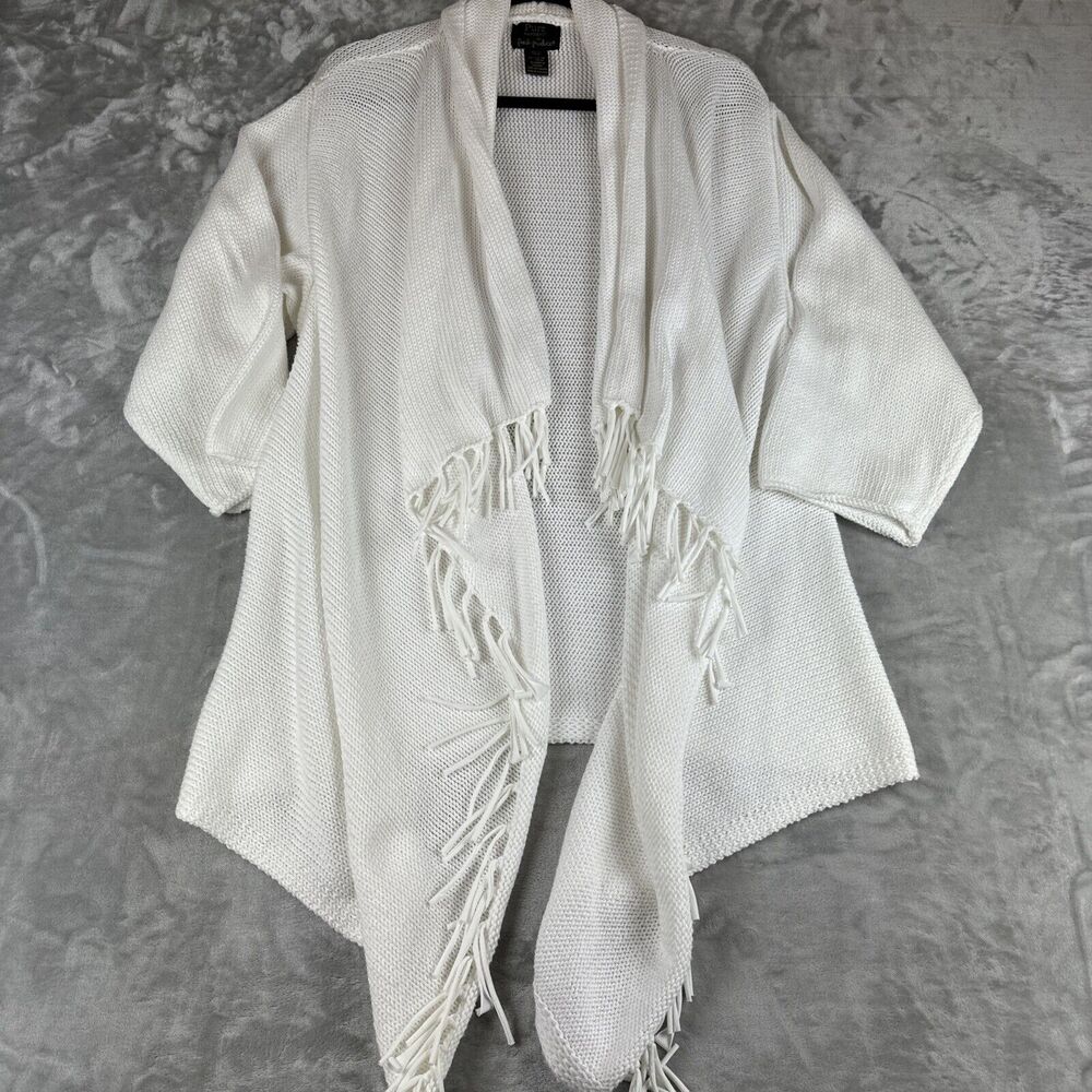 Pure Handknit for Fresh Produce Open Cardigan Women's XS/S White Fringe (1032) - Picture 1 of 11